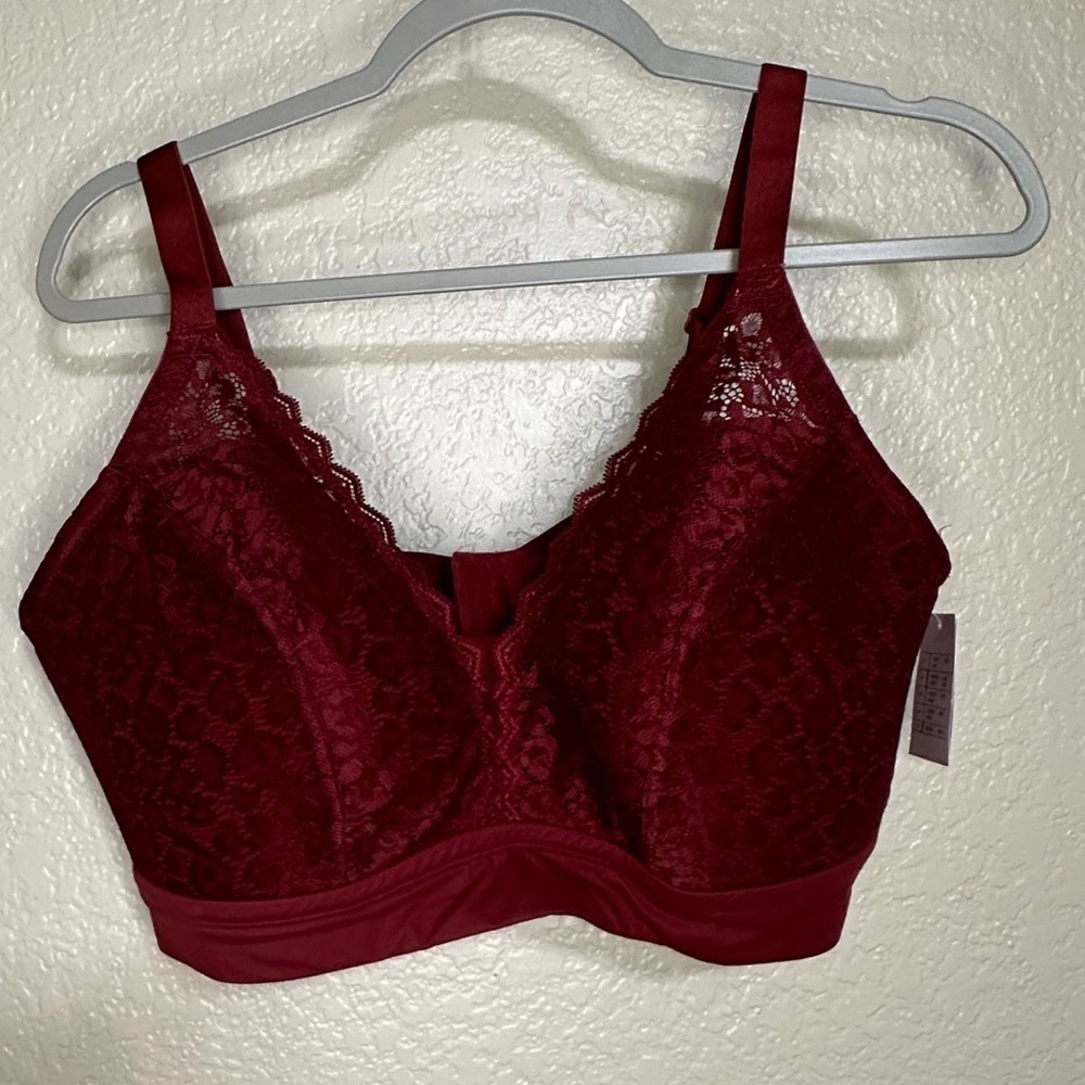 BNWT Auden berry red bralette 2x lace detail lightweight adjustable straps